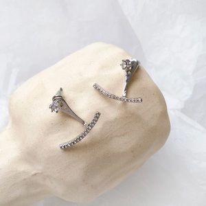 Trendy Silver CZ Zircon Jacket Style Earrings!